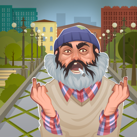 Бомж в парке