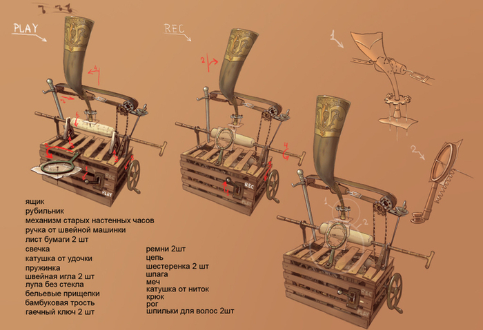 эскиз изобретения "Фонограф" к игре "Путь к любви 2"