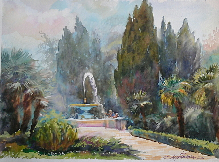 У фонтана не жарко.