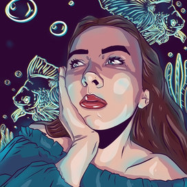 Девушка с рыбками