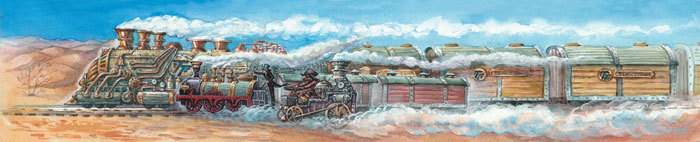 Паравозные гонки. Иллюстрация для календаря