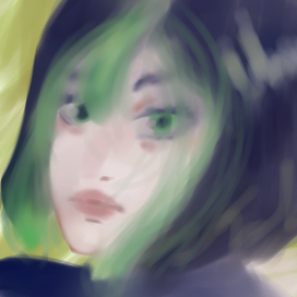 Девушка с зелёными прядями