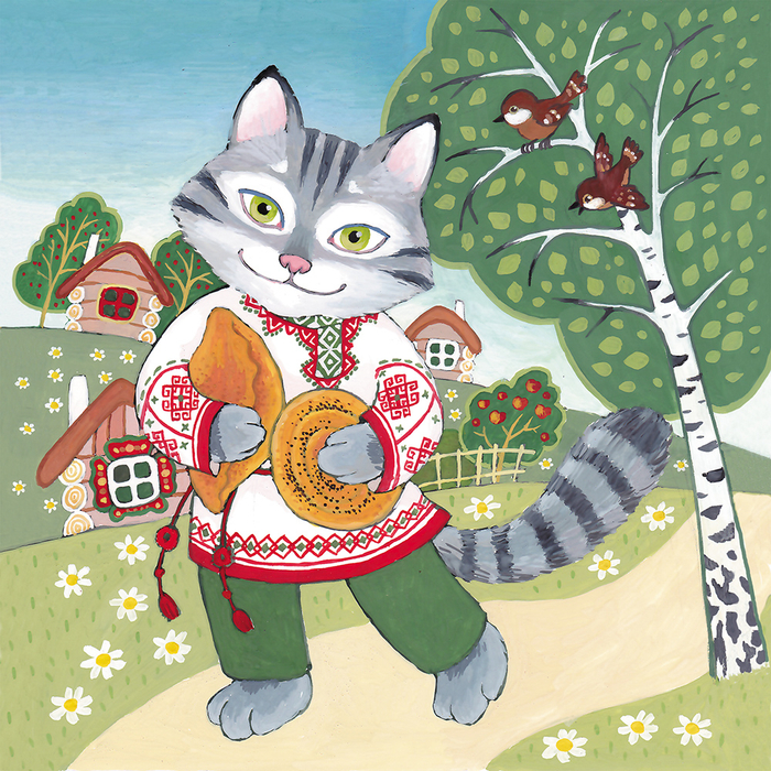 Котик с булочкой