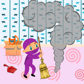 Иллюстрация к книге "A True Ninja Loves Tidiness".