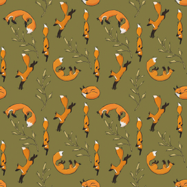Бесшовный паттерн с лисичками
