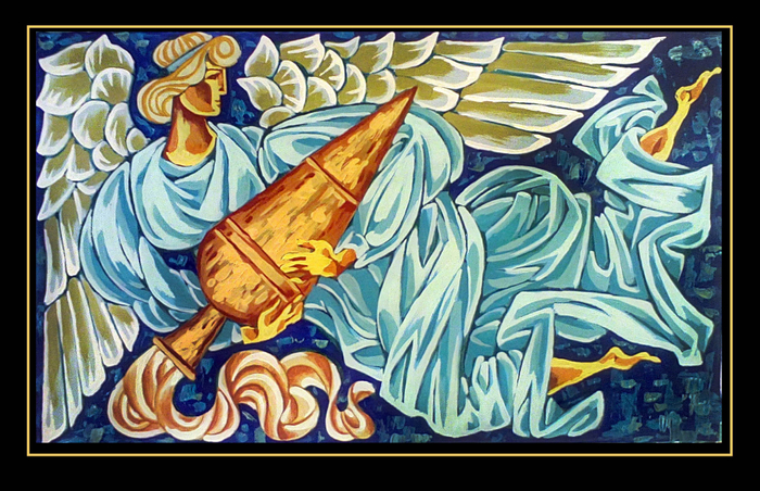 "Эос" бумага, акрил, 68х39 см, 2016г.  Серия "Мифы и легенды древней Греции".