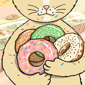 Котька с пончиками