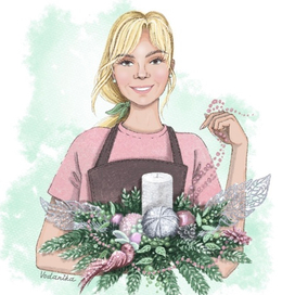 Портрет-логотип для флориста-декоратора.