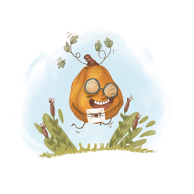 Персонаж тыква, эмоция - большая радость.