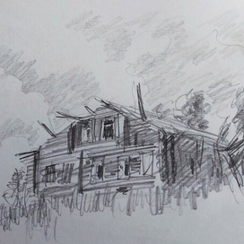 эскиз к рисунку "Руины на Сухлечихе"