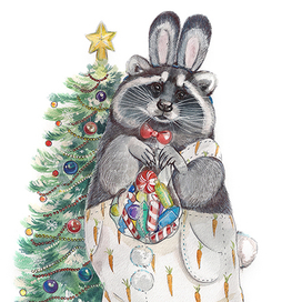 Первая ёлочка енота