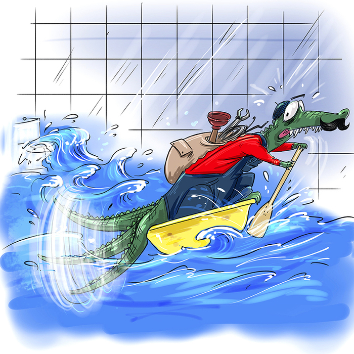 crocodile, male, plumber, canoeing