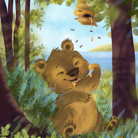 Мишка очень любит мед