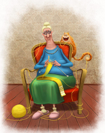 Бабушка и кот