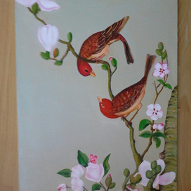 птицы на  ветке