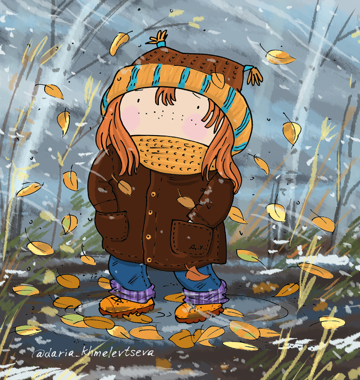первый снег и девочка