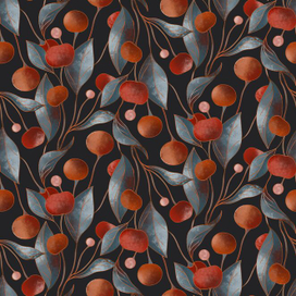 Бесшовный паттерн сочный вишни 