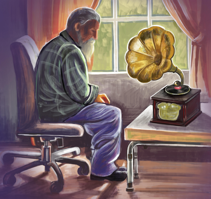Old man and old music 