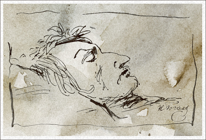 Н.В. Гоголь на смертном одре по рис. Э.А. Дмитриева-Мамонтова