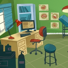 Сцена медицинского кабинета для анимационного ролика компании AstraZeneka