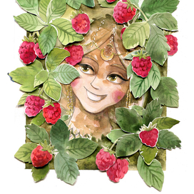 Алконост в малине