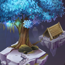 Парящие острова - изометрическая иллюстрация