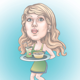 Шарж Официантка