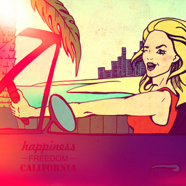 Серия иллюстраций «Happiness. Freedom. California»