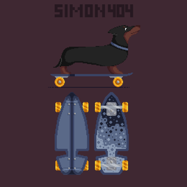 Скейтборд и такса