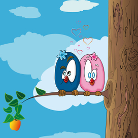 Влюбленые  птички