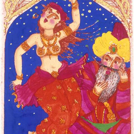 СЕРИЯ"ТЫСЯЧА И ОДНА НОЧЬ"бумага, офорт, акварель, 10x7, 1995