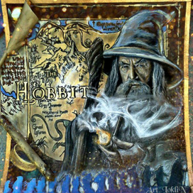  Работа в смешанной технике. Проиллюстрированная как:  "Хоббит: Нежданное путешествие."  