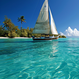 Море, парус, пальмы