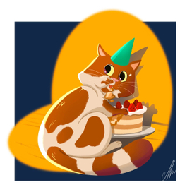 Котик с тортиком 