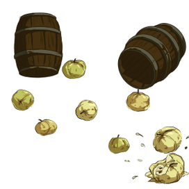 Бочка с яблоками - вспомогательная иллюстрация к мультфильму
