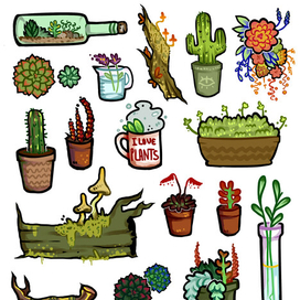 Стикеры с растениями