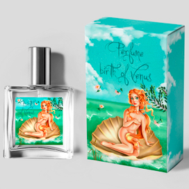 Концепт дизайн упаковки парфюма с иллюстрацией