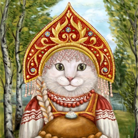 Кошка с хлебом и солью