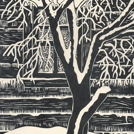 Зима окно старенького дома в  "Марьиной роще". одна из моих еще юношеских линогравюр.