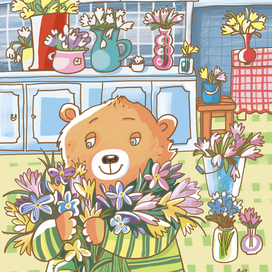 Иллюстрация для книжки про медвежонка  Рикики "Спасенный снеговик"