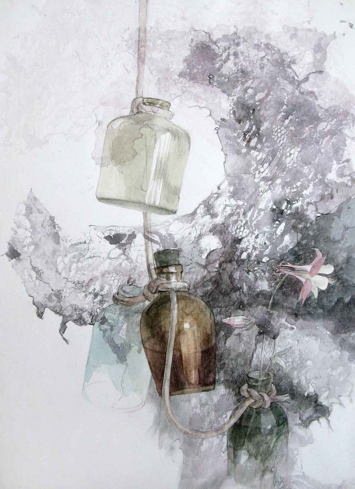 Старенькие бутылочки. Этюд.