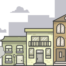 Линейная 2d иллюстрация города