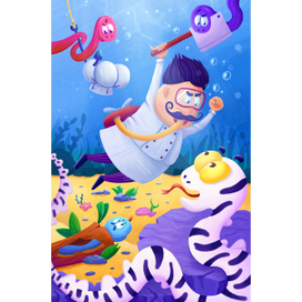 Повар охотится на морском дне