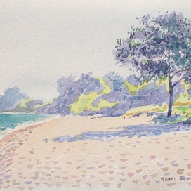 На пляже утром