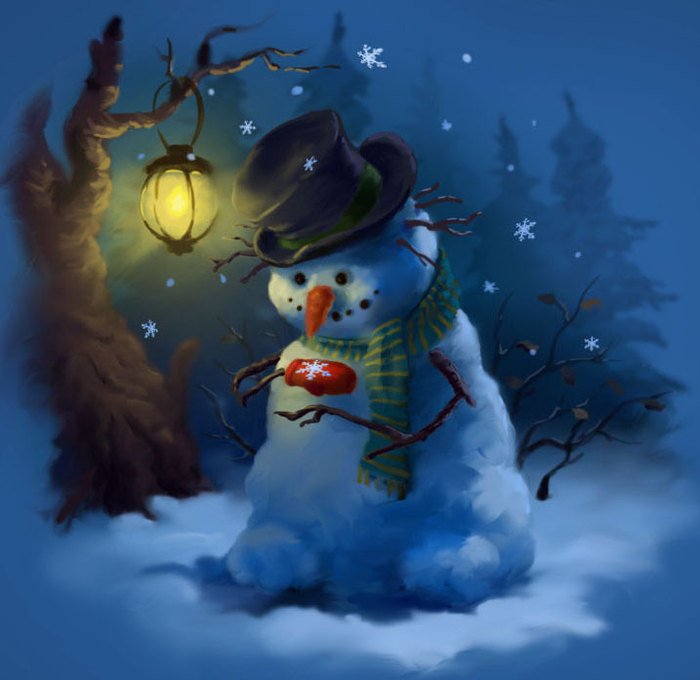 Снеговик с снежинкой