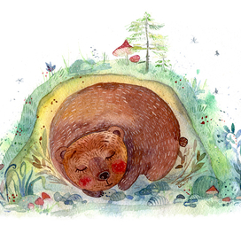 Мишка спит.