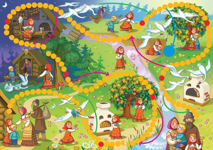 Поле для настольной игры "Гуси лебеди"