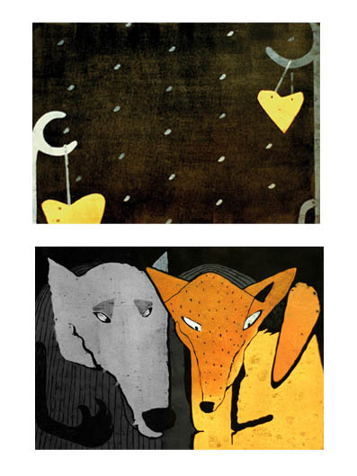 Театр начинается с вешалки... а жизнь с любви).  Линогравюра.