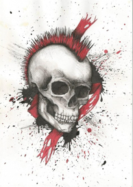 Эскиз для татуировки "Череп по панкухе"