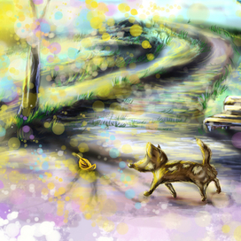 Пес на прогулке